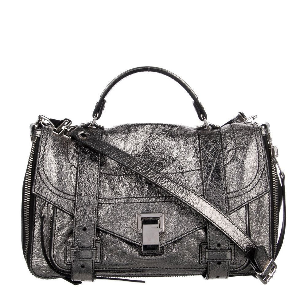 Proenza Schouler Medium PS1 Satchel Bag in Silver Leather